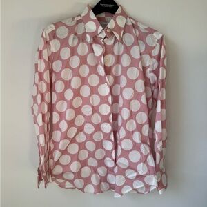Size L Maus & Hoffman Pink and White Polka Dot Shirt